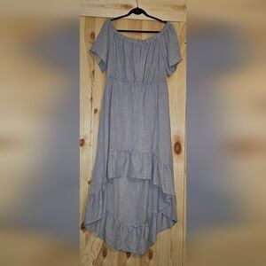 Elegant High Low Off-Shoulder Dress - Gray